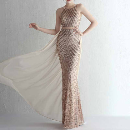 Women's Sleeveless Mermaid Detachable Train Evening Prom Dresses Party Gowns