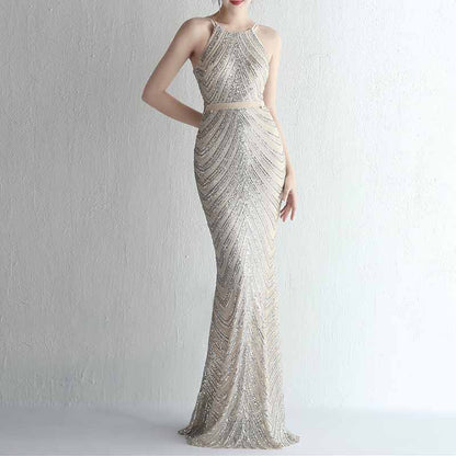 Women's Sleeveless Mermaid Detachable Train Evening Prom Dresses Party Gowns