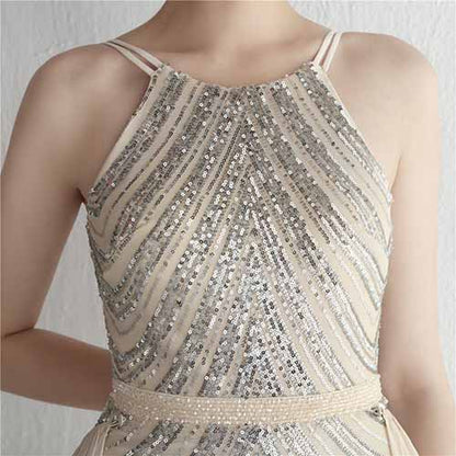 Women's Sleeveless Mermaid Detachable Train Evening Prom Dresses Party Gowns