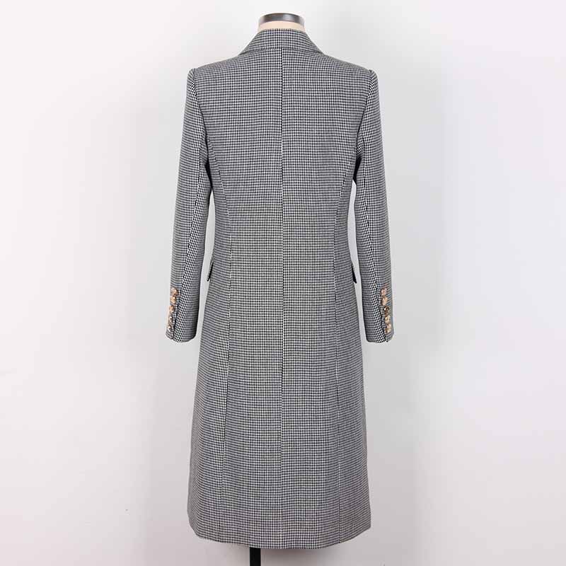 Women Tall Black Stripe Double Breasted Maxi Coat Trench Coat