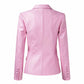 Double Breasted Pink Blazer For Women PU Blazers Jacket In Pink