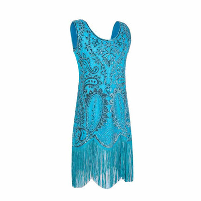 Kid's Fringed Flapper Dress Sequin Short Prom Dress
