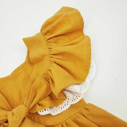 Girl Dress Summer Cotton Linen Ruffle Halter Sleeveless Kids Casual Beach Party Dresses