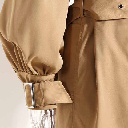 Women's Lapel Single Breasted Outwear Winter Coat with Belts