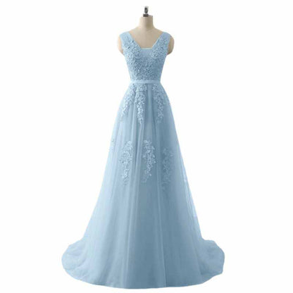 Women's Wedding Dress Bride Lace Applique Evening Dress V Neck Ball Gowns