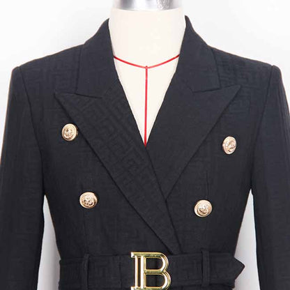 Women's Belted Pant Suit Formal 2 Piece Blazer and Pants Business Set