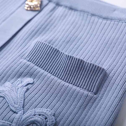 Women 2 Pieces Skirt Suit Knitted Top + Mid-High Rise Mini Skirt Suit