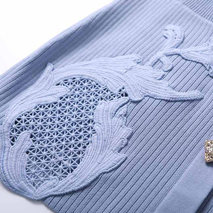 Women 2 Pieces Skirt Suit Knitted Top + Mid-High Rise Mini Skirt Suit