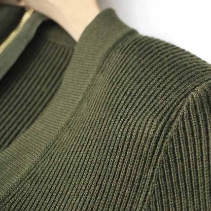 Women Button-up Knitted Minidress Long Sleeve Knit Short Dresses