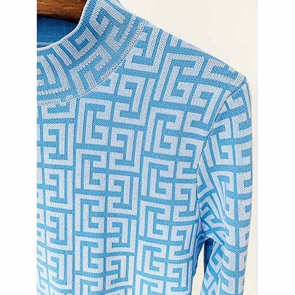 Light Blue Long Sleeves Ribbed Pantsuits Two Piece Sets