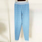 Light Blue Long Sleeves Ribbed Pantsuits Two Piece Sets