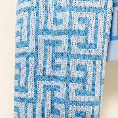 Light Blue Long Sleeves Ribbed Pantsuits Two Piece Sets