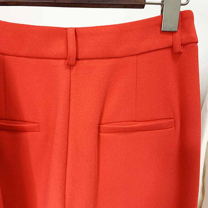 Women's Rust Pantsuit Blazer+High Waisted Flare Pants Suit Wedding Pantsuit