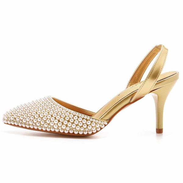 Evening dress shoes for womens -Closed toe pearl heels – SD Dresscode