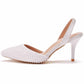 Evening dress shoes for womens -Closed toe pearl heels