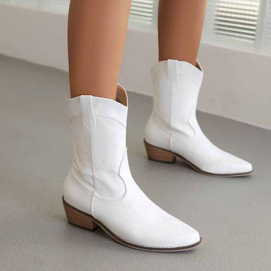 Women's Embroidery Cowboy Mid Calf Boots