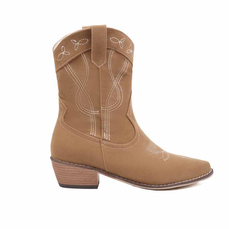 Women's Embroidery Cowboy Mid Calf Boots