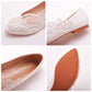 Women Pointed Toe White Flats Bridal Sandals White Lace Wedding Shoes