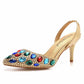 Closed toe rhinestone heels formal sandals for women- sparkling heels wedding