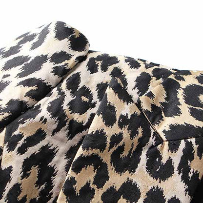 Women Leopard Print Blazer Gold Button Double-breasted Button Slim Blazer