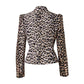 Women Leopard Print Blazer Gold Button Double-breasted Button Slim Blazer