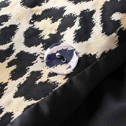 Women Leopard Print Blazer Gold Button Double-breasted Button Slim Blazer