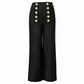 High Waist Wide Leg Pants With Gold Button Trousers