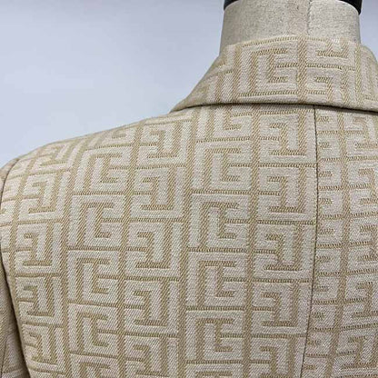 Women Double Breasted Gold Embossed Buttons belted Khaki blazer