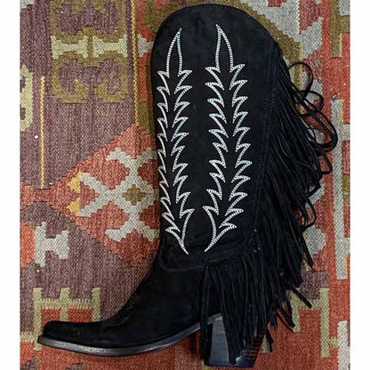 Women's Boots Cowboy Boots Mid Calf Boots Tassel Chunky Heel Bootie