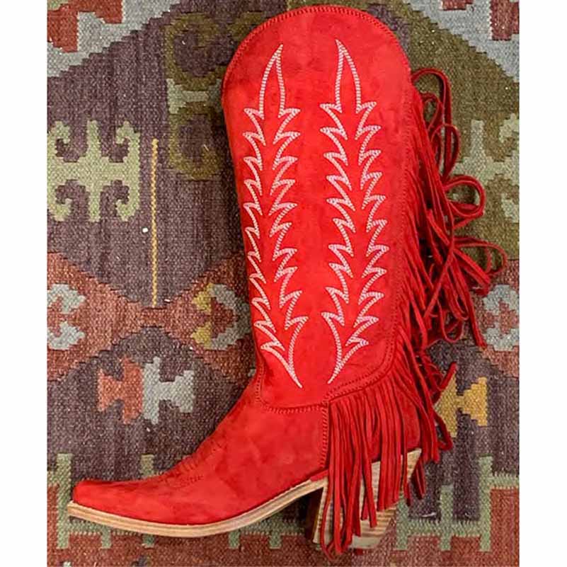 Women's Boots Cowboy Boots Mid Calf Boots Tassel Chunky Heel Bootie