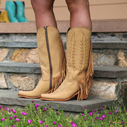 Women's Boots Cowboy Boots Mid Calf Boots Tassel Chunky Heel Bootie