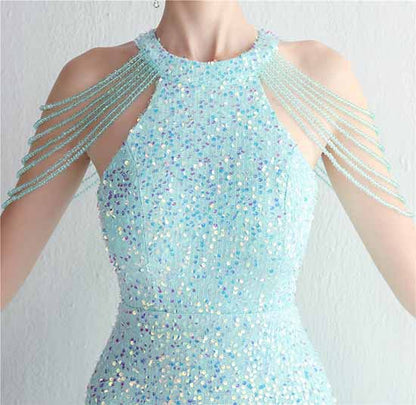 Women Wedding Sequin Dress Sleeveless Maxi Long Dress Formal Evening Prom Gowns S-4XL