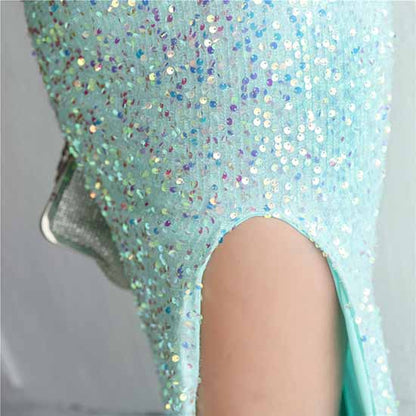 Women Wedding Sequin Dress Sleeveless Maxi Long Dress Formal Evening Prom Gowns S-4XL