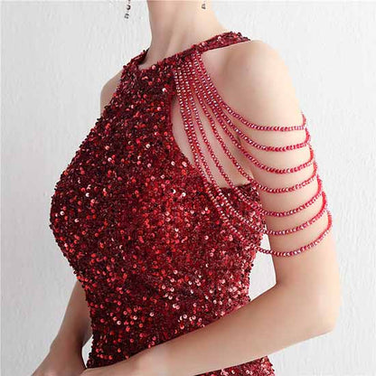 Women Wedding Sequin Dress Sleeveless Maxi Long Dress Formal Evening Prom Gowns S-4XL