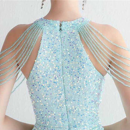 Women Wedding Sequin Dress Sleeveless Maxi Long Dress Formal Evening Prom Gowns S-4XL