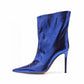 Women pearlite layer pointed toe heeled ankle boots