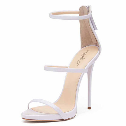 Womens Ankle Strap Stiletto Open Toe Sandals Sexy Triple Strappy High Heels