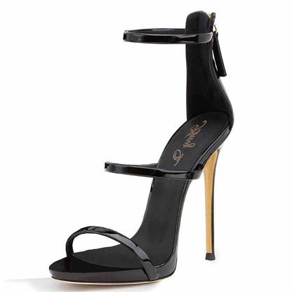 Womens Ankle Strap Stiletto Open Toe Sandals Sexy Triple Strappy High Heels