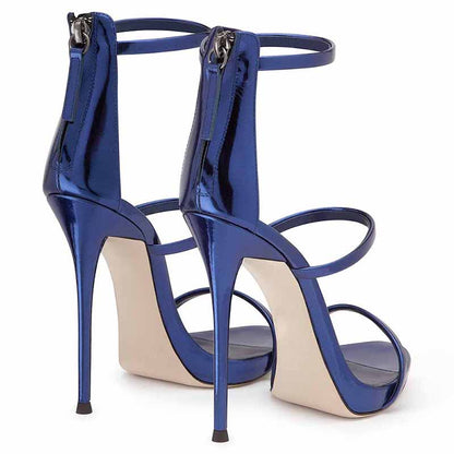 Women's Ankle Strap Stiletto Open Toe Sandals Sexy Triple Strappy High Heels