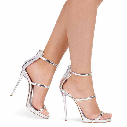 Womens Ankle Strap Stiletto Open Toe Sandals Sexy Triple Strappy High Heels