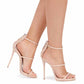 Women's Ankle Strap Stiletto Open Toe Sandals Sexy Triple Strappy High Heels