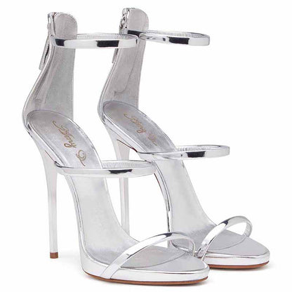 Womens Ankle Strap Stiletto Open Toe Sandals Sexy Triple Strappy High Heels