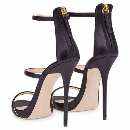 Womens Ankle Strap Stiletto Open Toe Sandals Sexy Triple Strappy High Heels