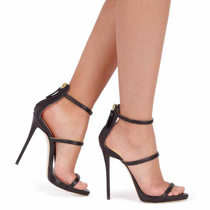 Womens Ankle Strap Stiletto Open Toe Sandals Sexy Triple Strappy High Heels
