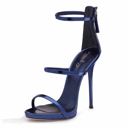 Women's Ankle Strap Stiletto Open Toe Sandals Sexy Triple Strappy High Heels