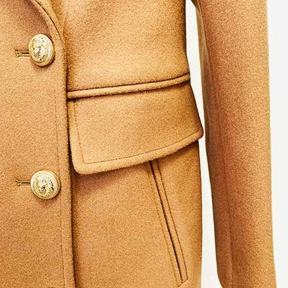 Women's Lapel Double Breasted Belted Mid Long Outwear Winter Coat