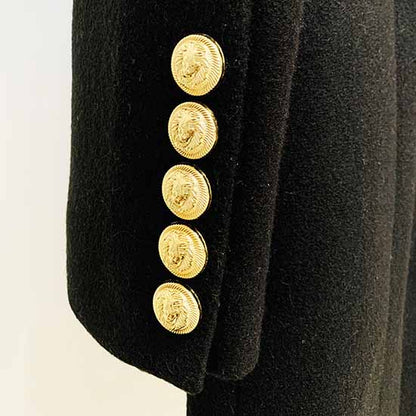 Women's Lapel Double Breasted Belted Mid Long Outwear Winter Coat