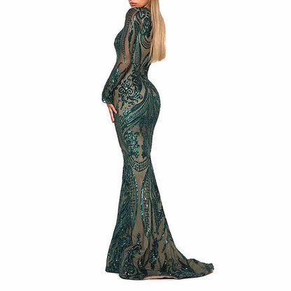 Women Satin Mermaid Prom Evening Party Dress Gown Detachable Train
