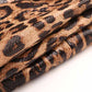 Double Breasted PU Leather Blazer Leopard Print Slim Jacket Gold Buttons