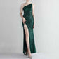 Women's Shinny Sequin Long Evening Dress One Shoulder Prom Gown